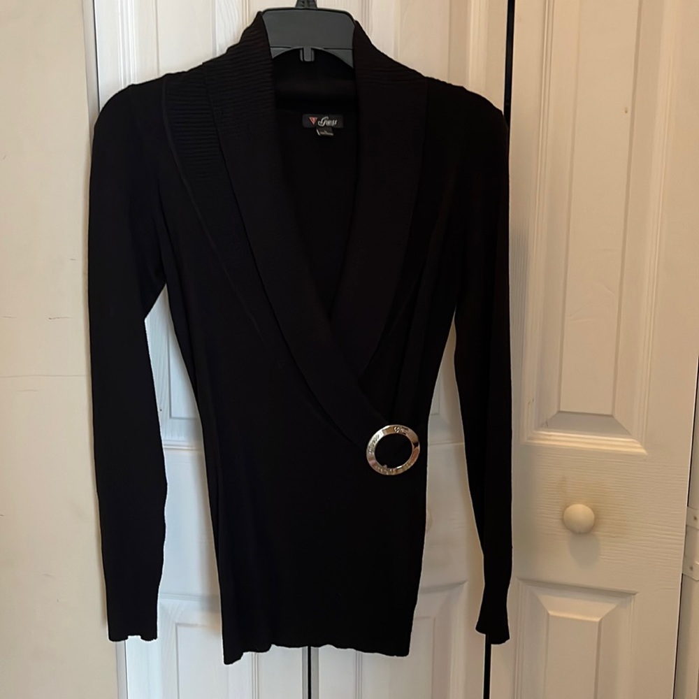 Guess size S black sweater with silver buckle detail